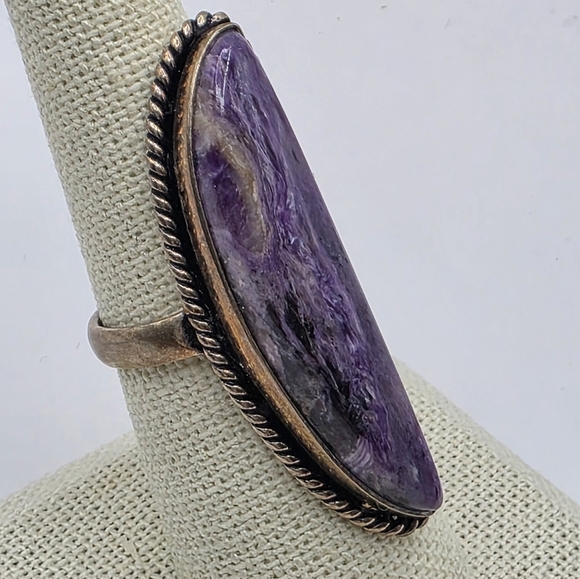 Artisan Sterling Silver Ring Purple Charolite Size 8 - Picture 2 of 7
